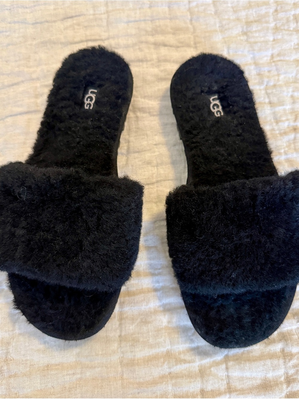 UGG Black Fluff Slide Slippers for Women